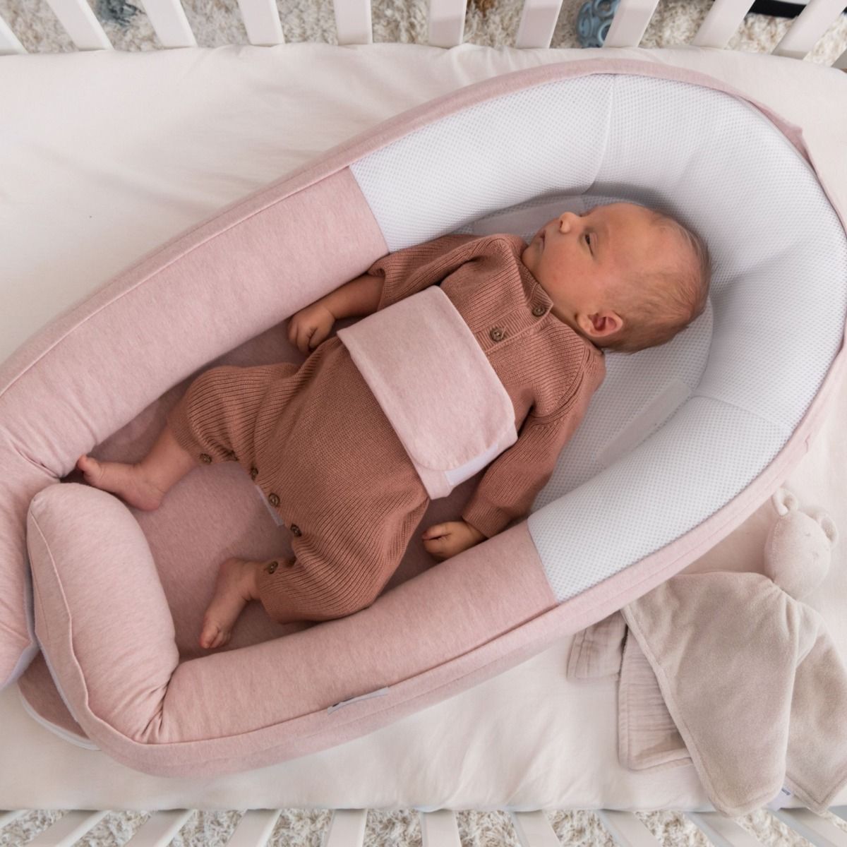 Doomoo Cocoon Babynest, Designed With Breathable 3D Mesh, Removable And Washable Cover, Supersoft, Organic Cotton - Chine Pink