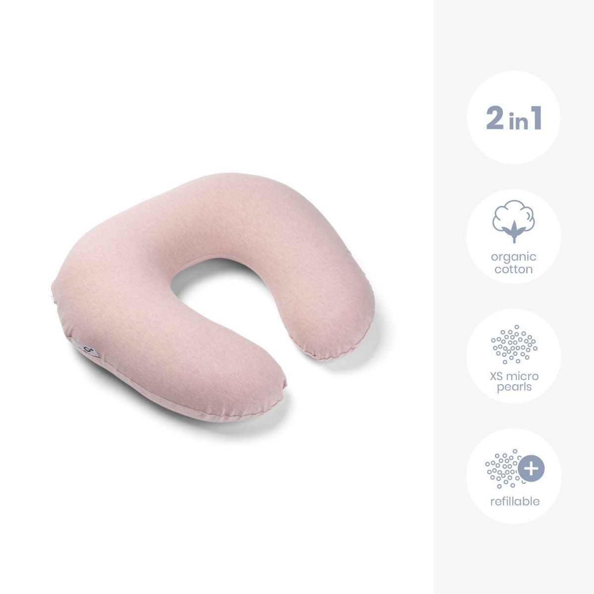 Doomoo Softy Nursing Pillow, Ultra-Soft And Compact Design, Long-Lasting Product With Refill Option, Easy Microbead Refilling System - Chine Pink