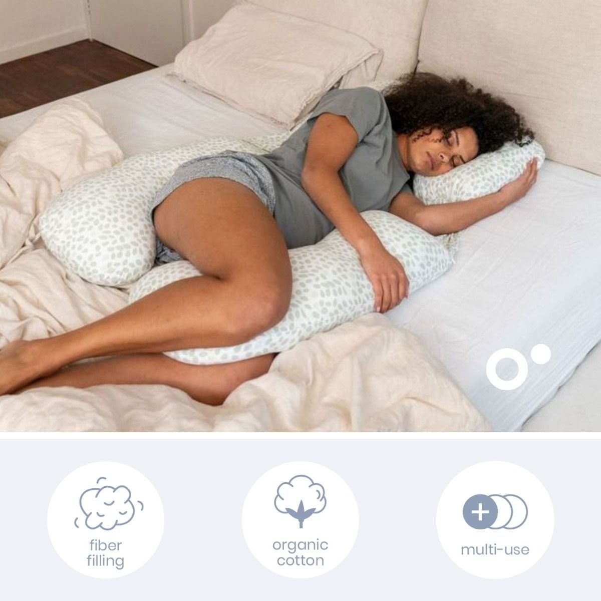 Doomoo Maxxy Maternity Pillow XXL, Multi-Functional Nursing Support, Relieves Back, Belly And Heavy Legs, Easy-Care Removable Cover - Mini Leaves Green
