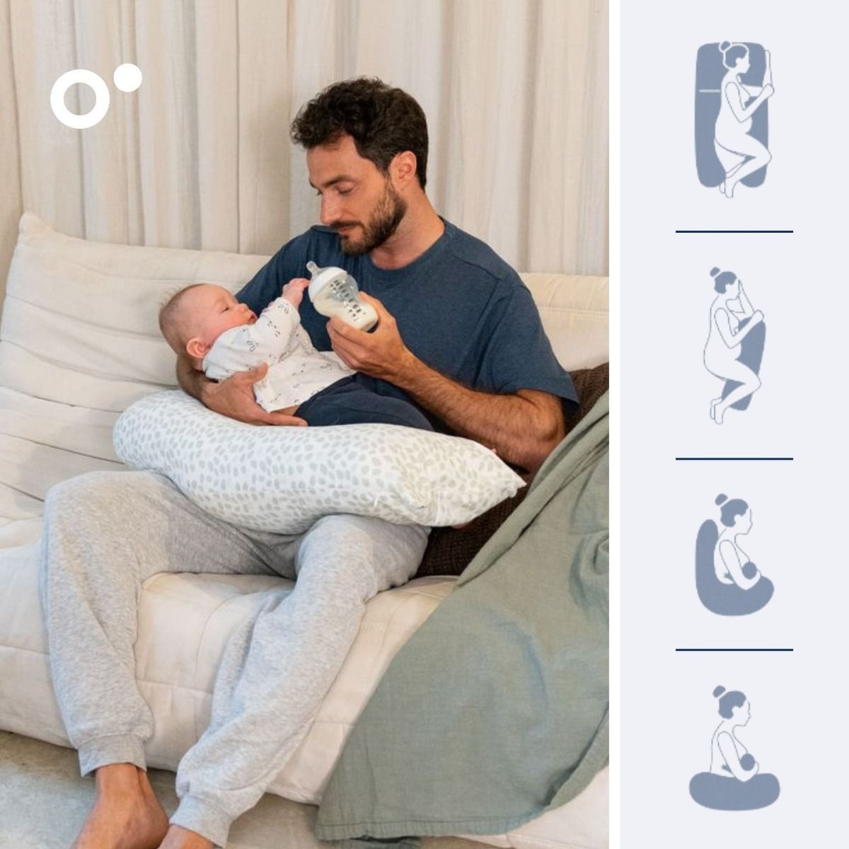 Doomoo Maxxy Maternity Pillow XXL, Multi-Functional Nursing Support, Relieves Back, Belly And Heavy Legs, Easy-Care Removable Cover - Mini Leaves Green