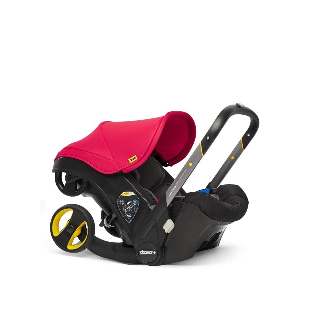 Doona Infant Car Seat And Stroller, Folds And Unfolds With The Click Of A Button, Removable And Washable Textiles, 5-point Harness - Flame Red