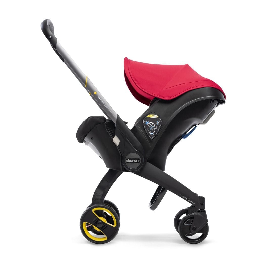 Doona Infant Car Seat And Stroller, Folds And Unfolds With The Click Of A Button, Removable And Washable Textiles, 5-point Harness - Flame Red
