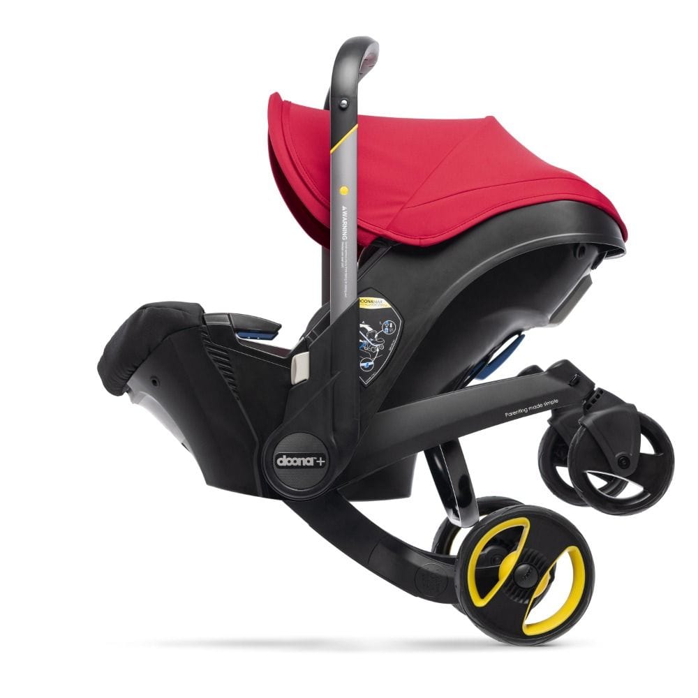 Doona Infant Car Seat And Stroller, Folds And Unfolds With The Click Of A Button, Removable And Washable Textiles, 5-point Harness - Flame Red