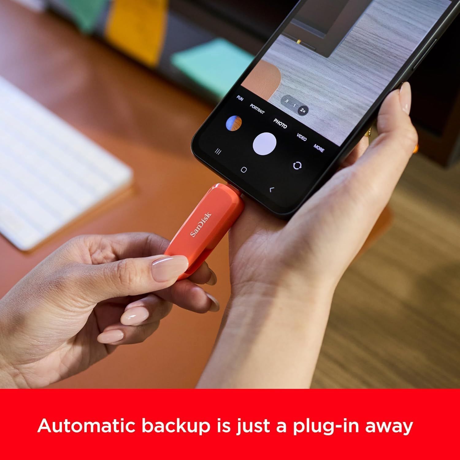 SanDisk Phone Drive USB Type-C & USB Type-A Flash Drive 128GB with Up to 100MB/s Read Speed, Auto Backup & Dual-Device Compatibility | Black - 619659206246