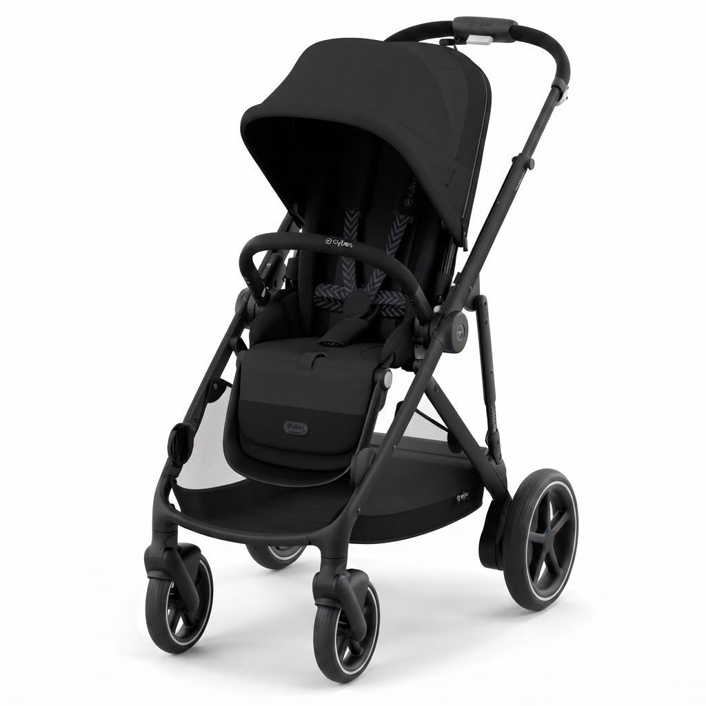 Cybex Gold e-Gazelle S Electric All-in-1 Convertible Stroller, Integrated Electric Drive for Hills and Uneven Terrain, 20+ Configurations, Birth to 4 Years | Moon Black