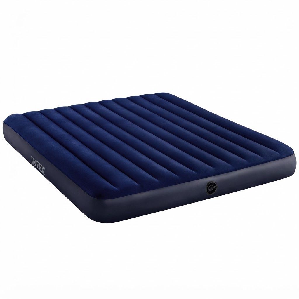 Intex Classic Downy Inflatable Airbed, Full Size 1.37m x 1.91m x 25cm, Durable Mattress, R.Blue
