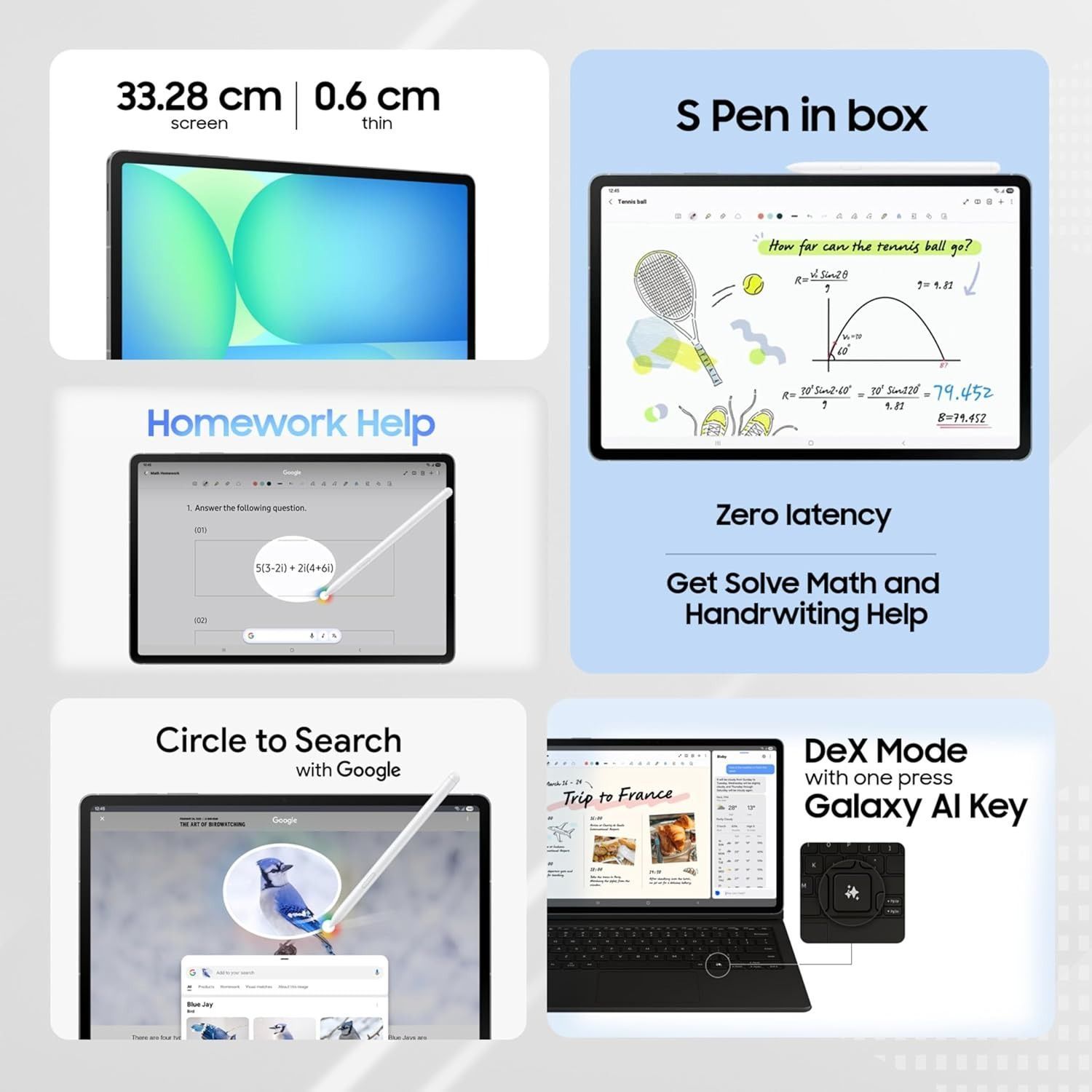 Samsung Galaxy Tab S10 FE+ SM-X620N, 13.1" Display, Wi-Fi, 128GB+8GB RAM, 10090mAh Battery, S Pen | Gray