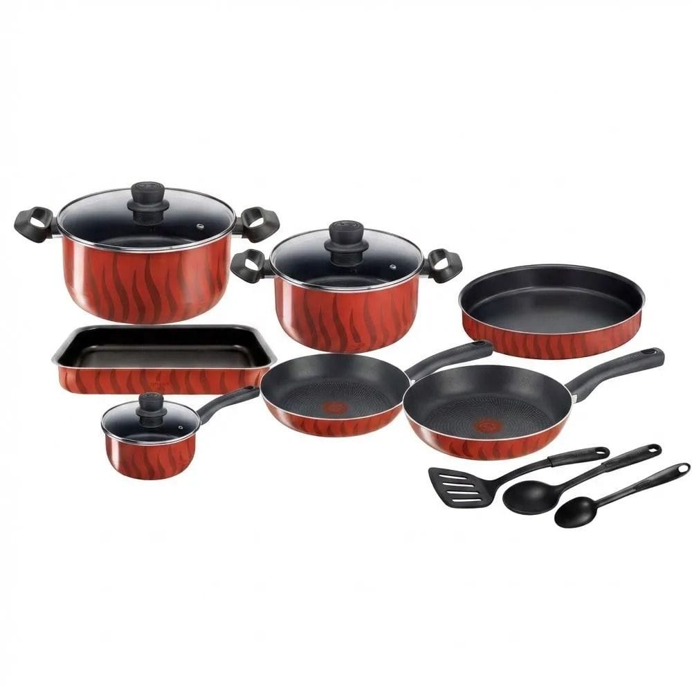 Tefal G6 Tempo Flame 14-Piece Cookware Set Red C3079383 + Intuition Stockpot 28cm B8649004 + Smart'N Light Digital Kettle 1.5L KO853 Bundle (603001000017120 + 603001000016991 + 603001000003958)