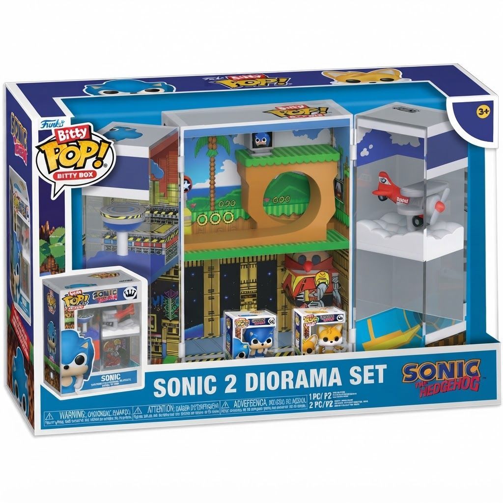 Funko Pop! Bitty Boxes: Sonic the Hedgehog 2 Diorama Set with Sonic & Tails Mini Figures