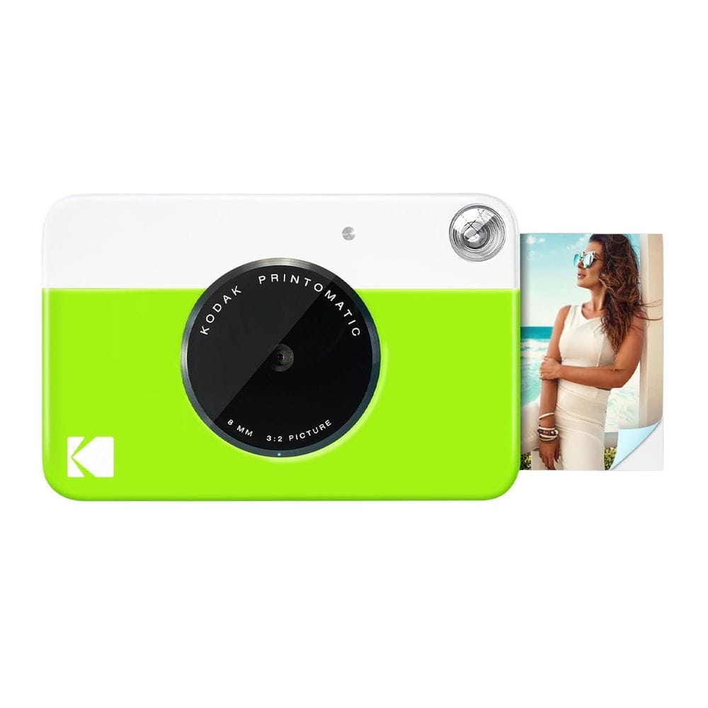 Kodak Printomatic Instant Print Camera, 5MP Sensor, Instant 2x3-Inch ZINK Photo Printing, Auto Flash, Optical Viewfinder & MicroSD Support | Green - 840102198508