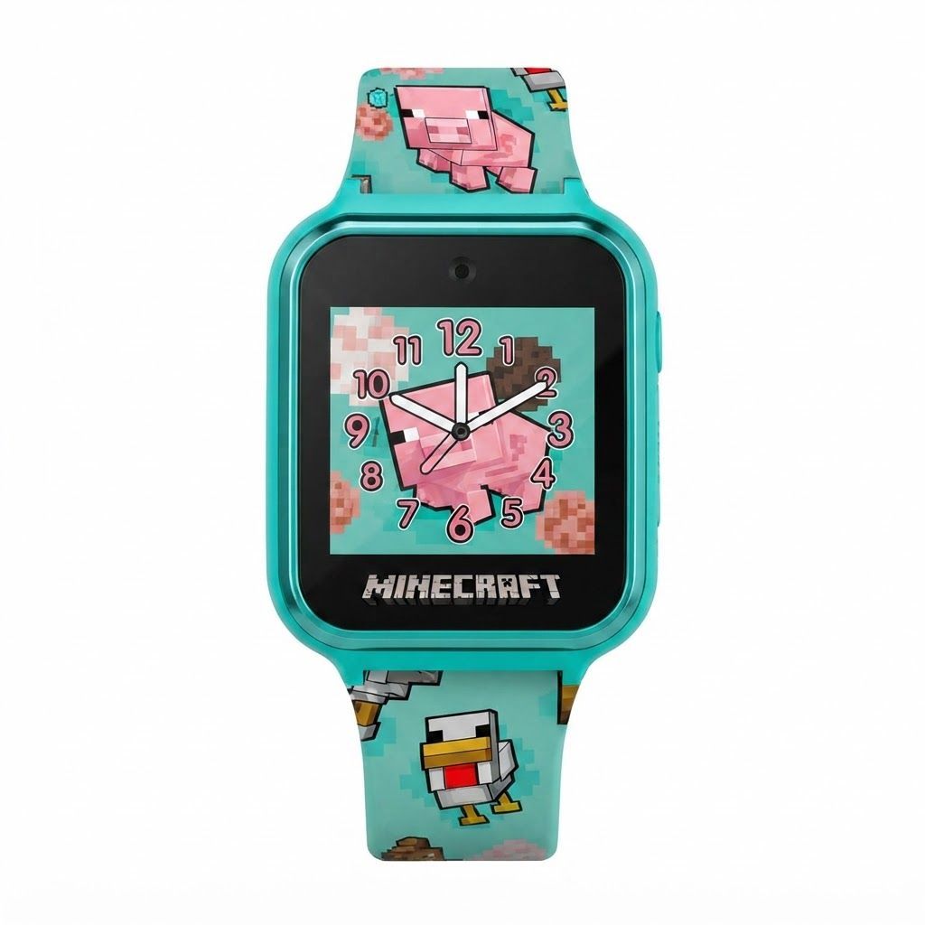 Minecraft Kids Smartwatch – Interactive Touchscreen Watch with Selfie & Video Camera, 6 Games, Step Counter, Voice Recorder, Alarm & Timer