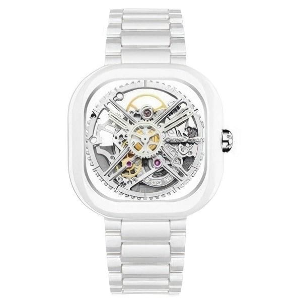 CIGA Design X Series Ceramic Skeleton Automatic Watch, 43mm White Ceramic Case & Bracelet, Transparent Skeleton Dial, Sapphire Crystal, 30M Water Resistant
