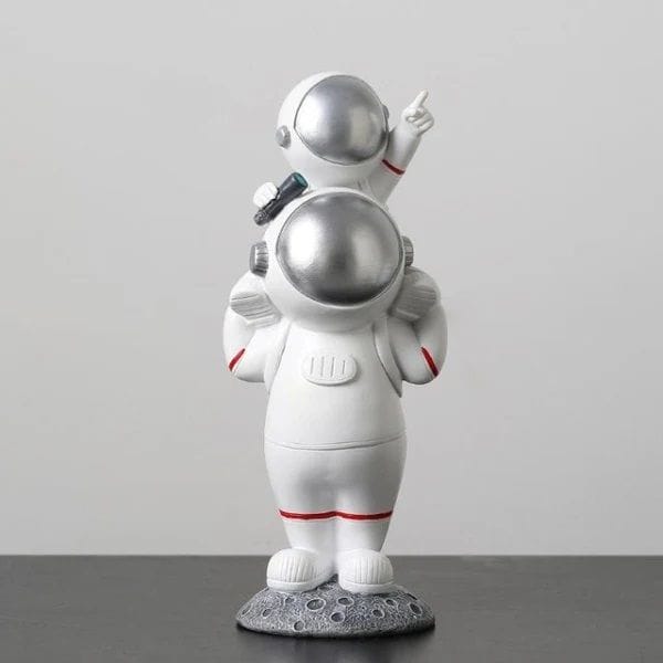 Luxury Signature Astronaut Family Figurine, 27.5cm Resin Decorative Space Statue, Modern Home Decor Ornament for Living Room, Office, Shelf & Gift