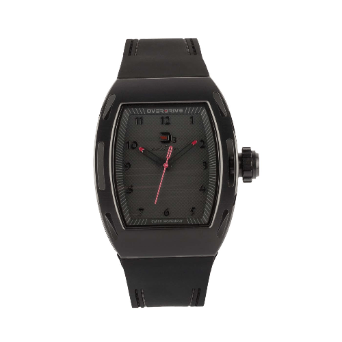 Overdrive D3 Edition D3-SS-EBB Watch, 40mm Stainless Steel Case, Swiss Ronda 763H3 Quartz Movement, Black Dial, Rubber Strap, 50m Water Resistant