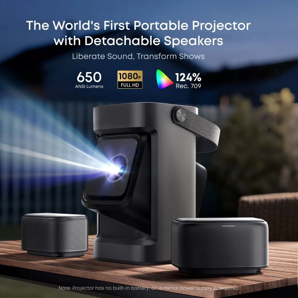 Anker Soundcore Nebula P1 Projector, 1080P, 650 ANSI Lumens, Detachable Speakers, Google TV | Black