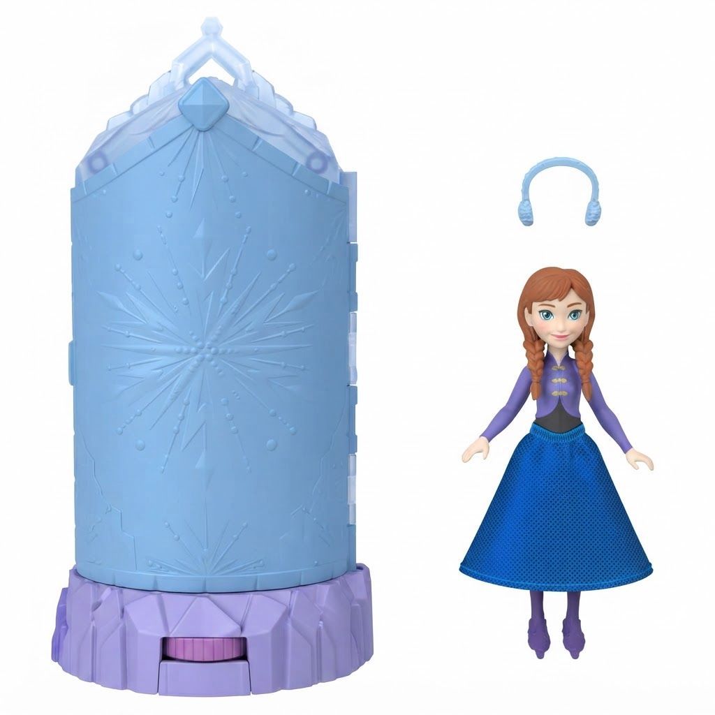 Mattel Disney Frozen Ice Castle Spinning Surprise Playset with Miniature Doll JCR90, Collectible Mystery-Themed Playset