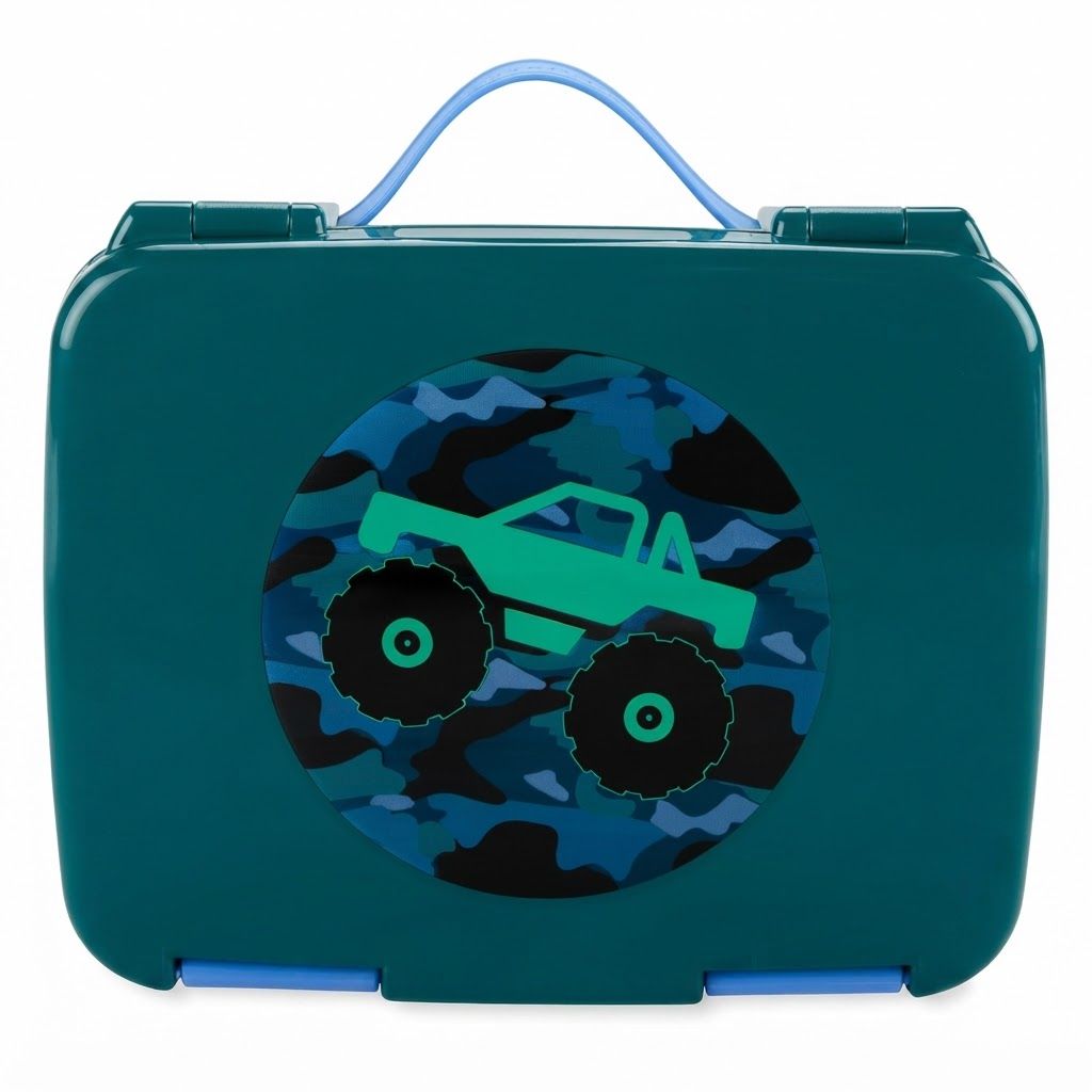 Skip Hop Truck Spark Style Bento Lunch Box 3+ Years, Easy Open And Close Latches, Flexible Carry Handle - Multicolour