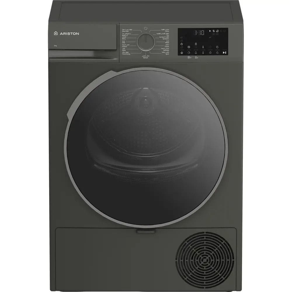 Ariston 8kg Condenser Tumble Dryer, OptiSense Sensor Drying, 15 Programmes, Grey | ARDC082SMME