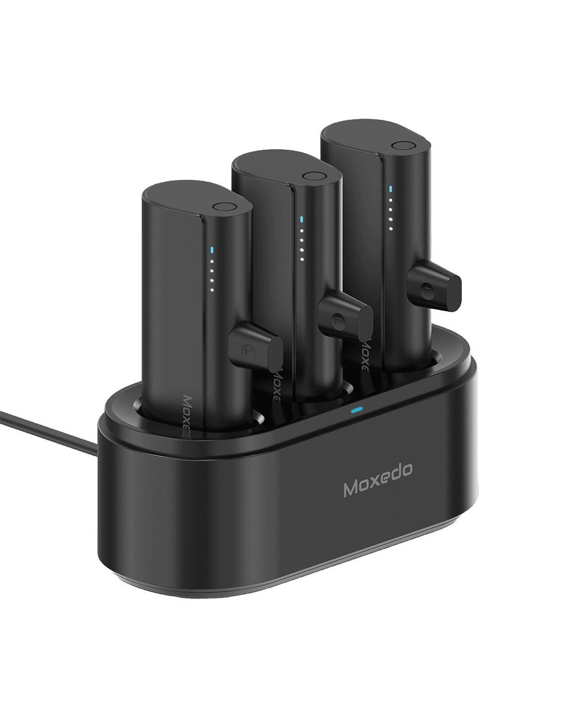 Moxedo 3-in-1 5000mAh Lightning Connector Power Bank - Compact Portable Charger with Built-In Cable for iPhone | Black