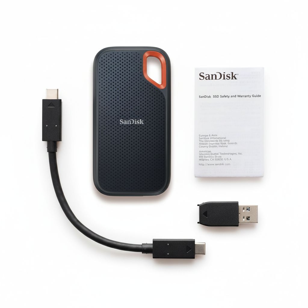سانديسك إكستريم SSD محمول سعة 8 تيرابايت، بسرعة قراءة تصل إلى 1050 ميجابايت/ثانية، أسود