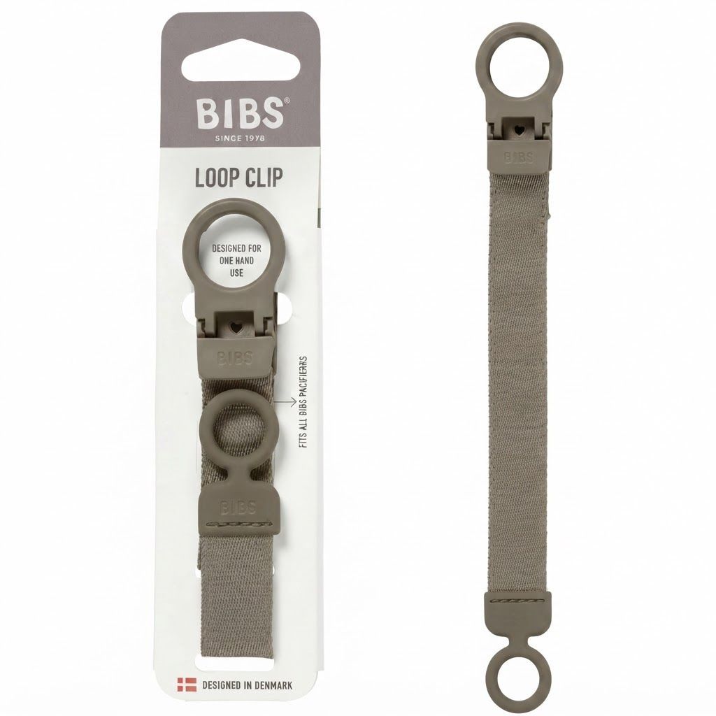 BIBS Pacifier Clip Loop 0+ Months, Extra Large Safety Vent, One-Handed Clipping Design, Long-Lasting Use And Peace of Mind - Dark Oak