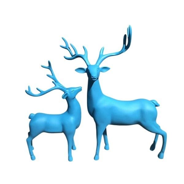 Luxury Signature Light Blue Reindeer Figurines, 2 Piece Resin Deer Statue Set, Modern Decorative Showpieces for Home, Living Room, Office & Tabletop Decor