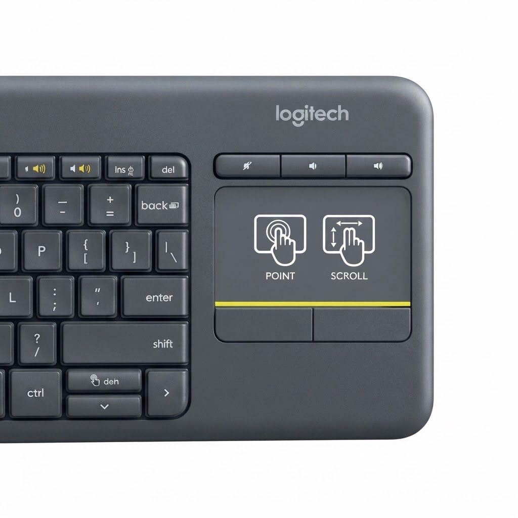Logitech K400 Plus Wireless Touchpad Keyboard for TV - Compact PC Keyboard with 10m Range |Black