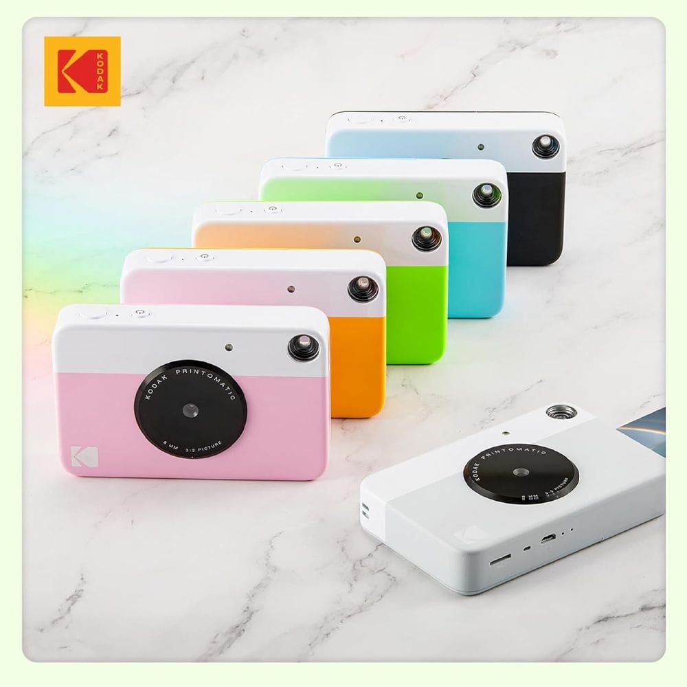Kodak Printomatic Instant Print Camera, 5MP Sensor, Instant 2x3-Inch ZINK Photo Printing, Auto Flash, Optical Viewfinder & MicroSD Support | Green - 840102198508