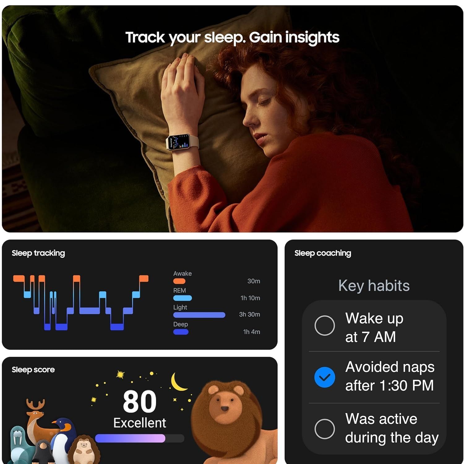 Samsung Galaxy Fit3 SM-R390N, 1.6" AMOLED Display, 100+ Sport Modes, 13-Day Battery | Gray 