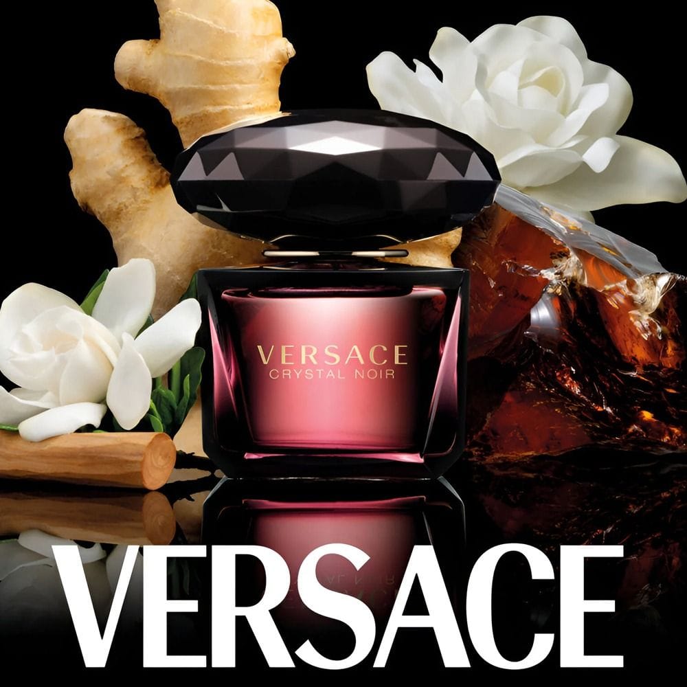 Versace Crystal Noir Eau de Parfum for Women, Oriental Floral Fragrance with Gardenia, Ginger, Coconut, Amber & Musk - 90ml