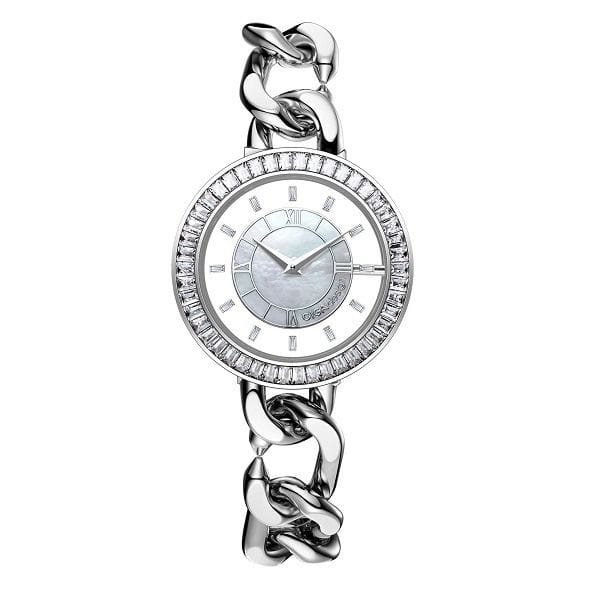 CIGA Design D Series Sparkle Women Quartz Watch, 33.9mm Stainless Steel Case & Bracelet, White MOP Dial, Mineral Crystal, 30M Water Resistant