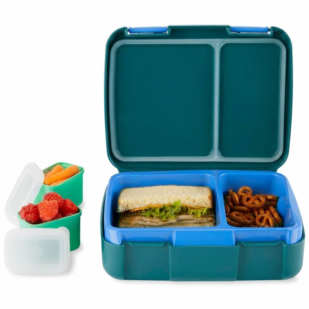 Skip Hop Truck Spark Style Bento Lunch Box 3+ Years, Easy Open And Close Latches, Flexible Carry Handle - Multicolour