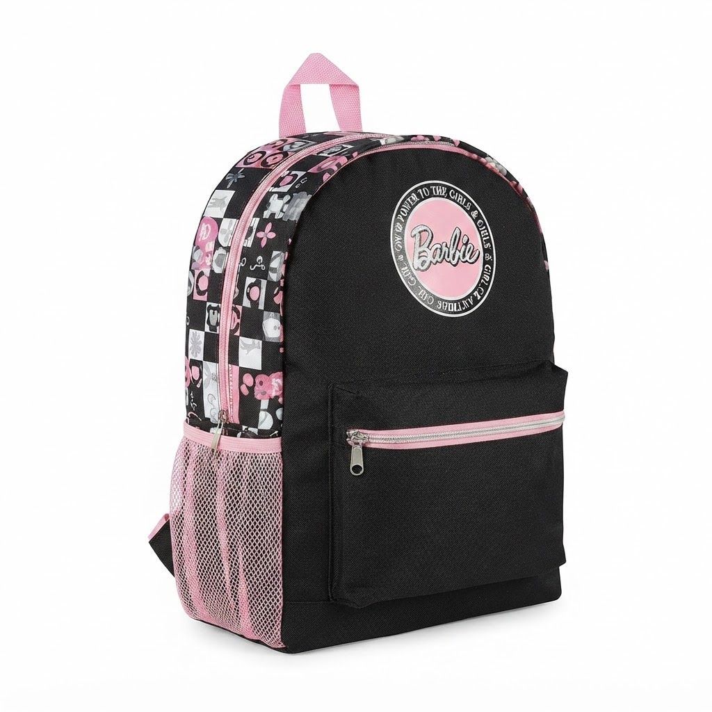Barbie Backpack for Girls - Official Pink Rainbow School Bag, Trendy Glittery Rucksack for Kids
