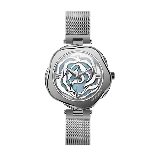 CIGA Design R-Series Danish Rose Watch, 316 Stainless Steel Case, Miyota GL36 Quartz Movement, Woven Steel Strap, Slim 7mm Profile, 3 ATM Water Resistant