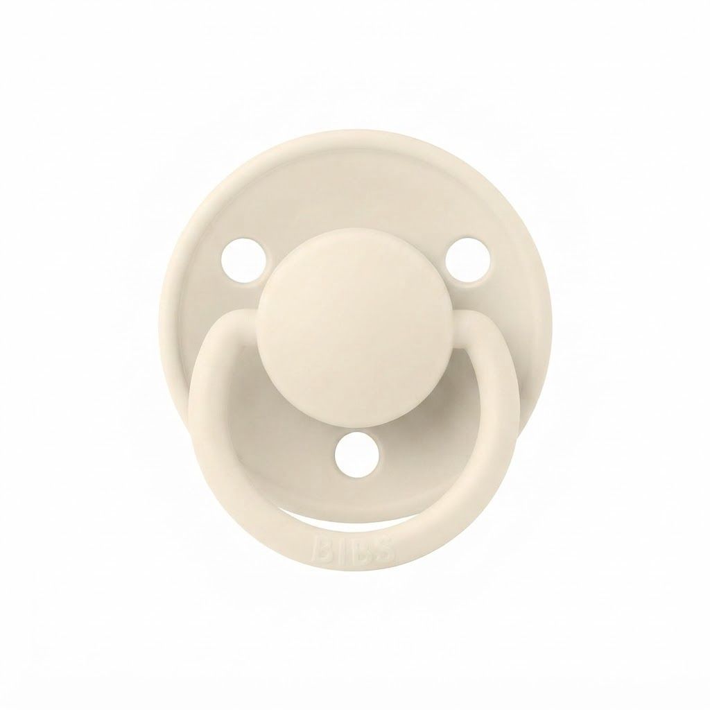 BIBS De Lux Pacifiers Size 1 0-3 Years 2 Pack, Soothing Silicone Nipple, Anatomical Shape, Lightweight And Breathable Design - Vanilla/Peach