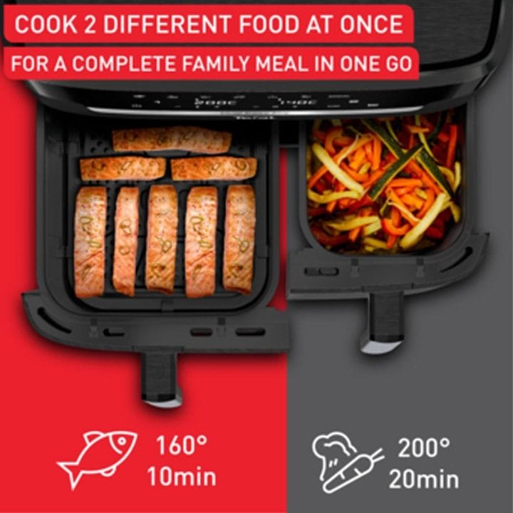 Tefal XXL Dual Easy Fry, XXL Dual Air Fryer, Synchronized Cooking 11L | EY9428G0