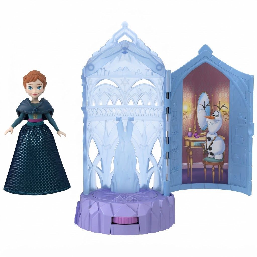 Mattel Disney Frozen Ice Castle Spinning Surprise Playset with Miniature Doll JCR90, Collectible Mystery-Themed Playset
