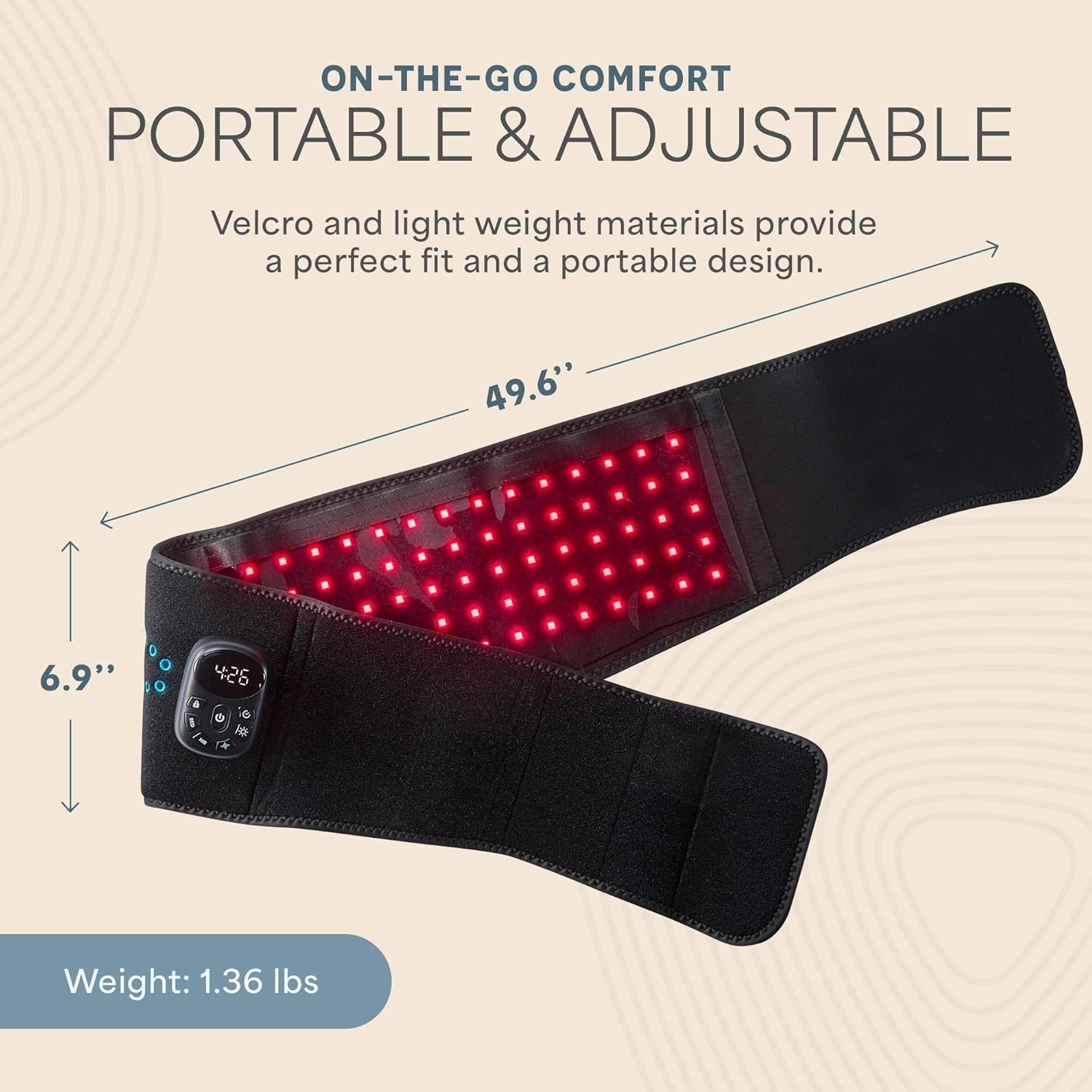 Lifepro Red Light Therapy Belt, 660nm & 850nm Near Infrared Light Therapy Device, Adjustable Portable LED Body Wrap for Wellness, Relaxation & Recovery