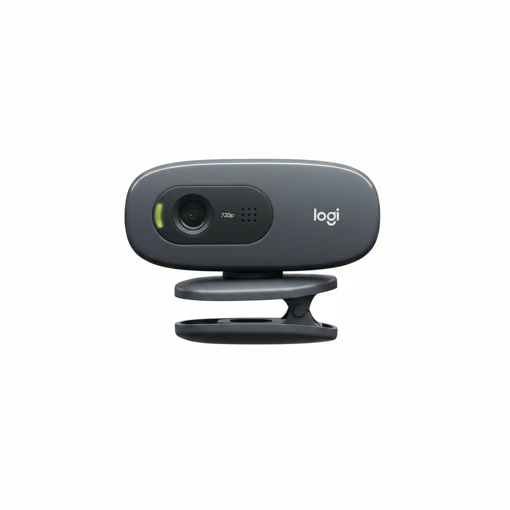 Logitech C270 HD Webcam, 720p Widescreen Video, Light Correction, Noise-Reducing Mic - Black