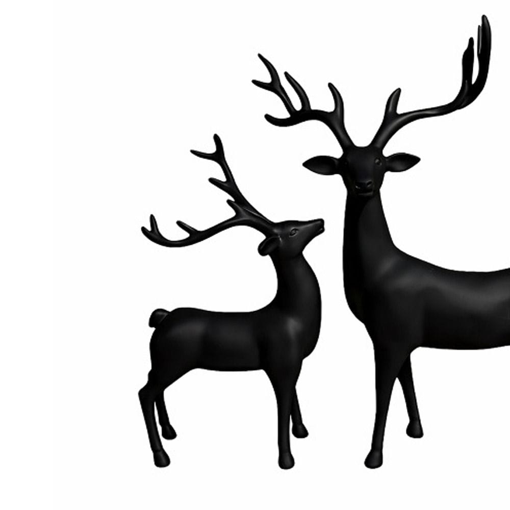 Luxury Signature Black Reindeer Figurines, 2 Piece Resin Deer Statue Set, Modern Decorative Showpieces for Home, Living Room, Office & Tabletop Decor