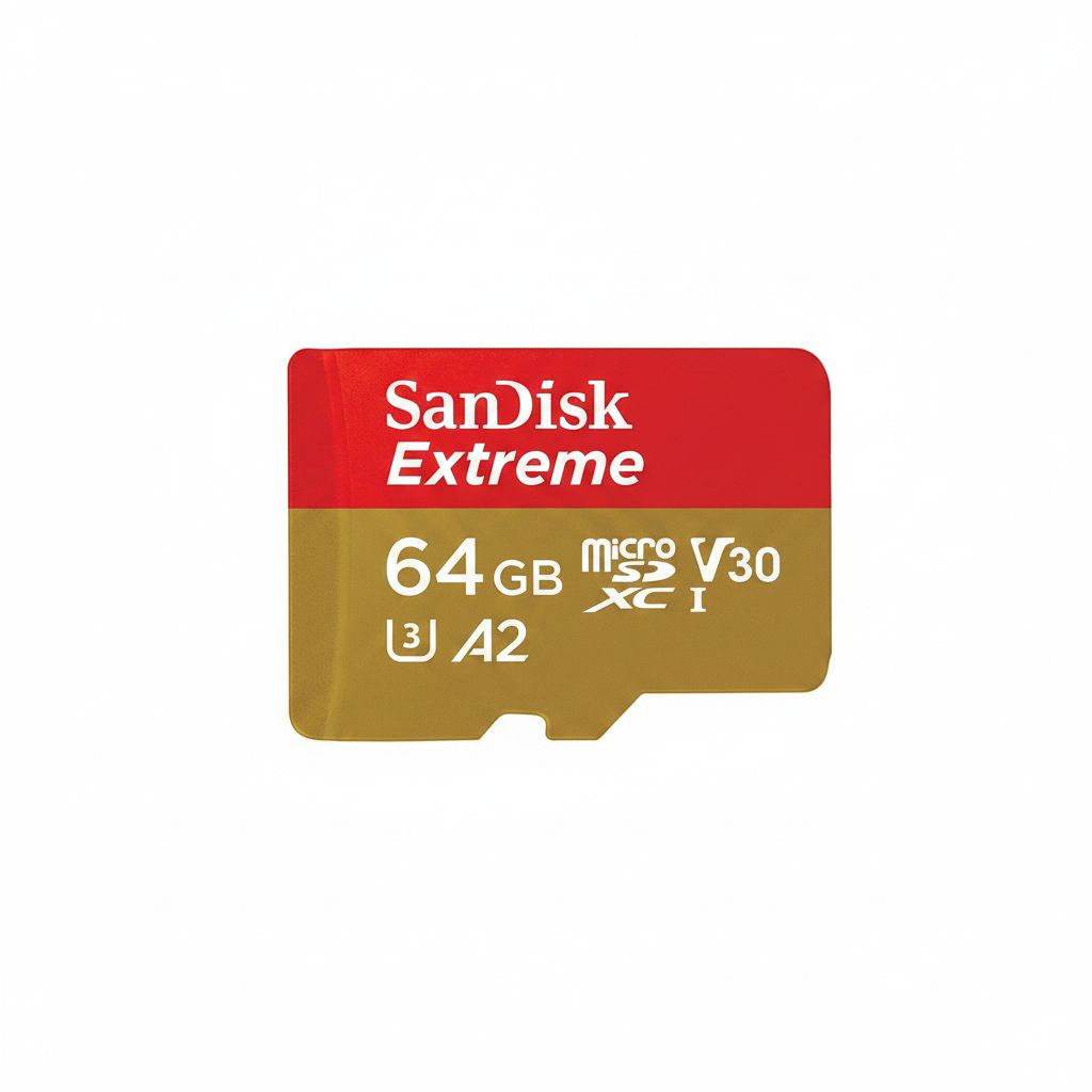 سانديسك إكستريم microSD UHS-I سعة 64 جيجابايت لتصوير فيديو 4K، بسرعة قراءة 170 ميجابايت/ثانية وكتابة 80 ميجابايت/ثانية، أحمر/ذهبي
