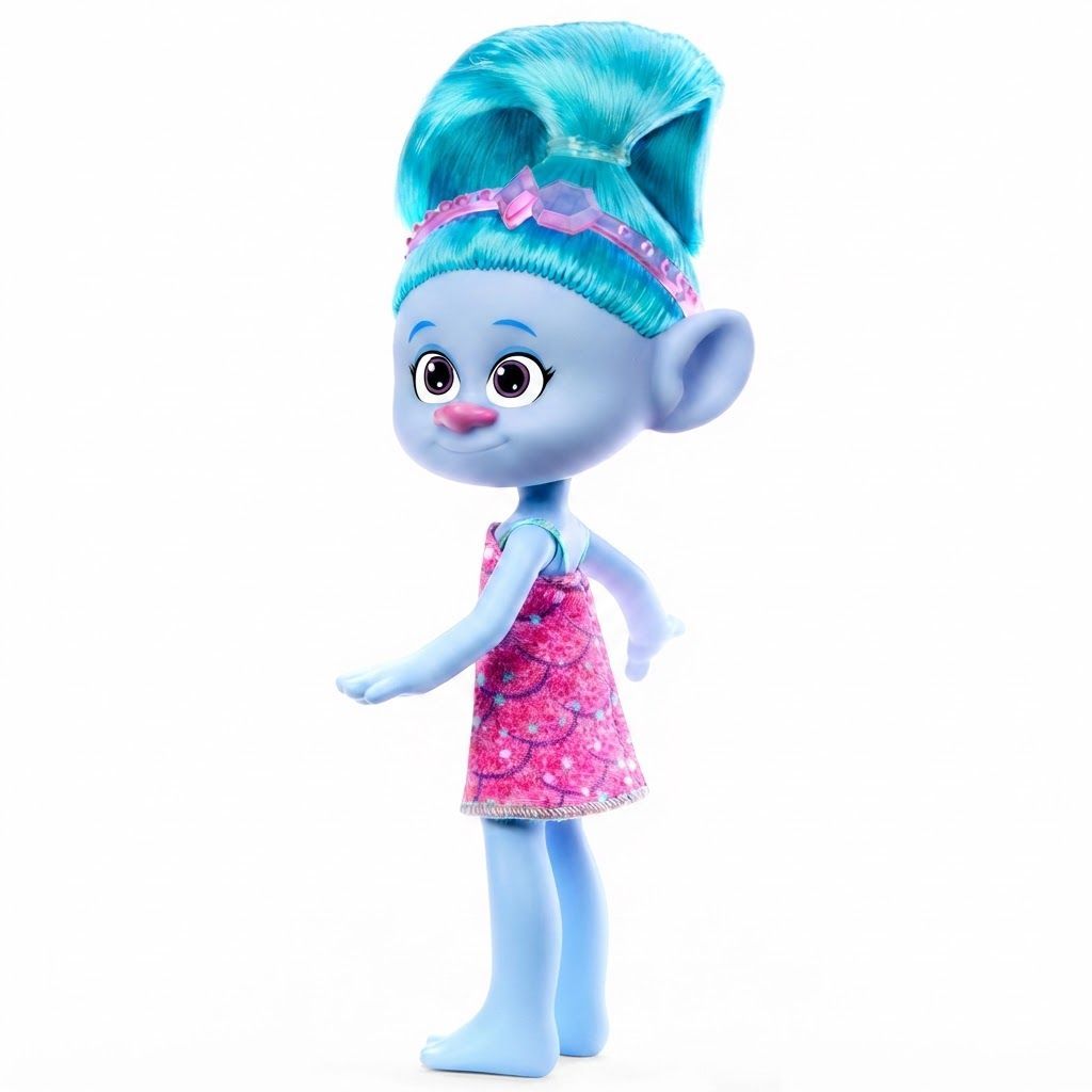 Mattel Dream Works Trolls Band Together Trendsettin’ Chenille Fashion Doll, Signature Blue Hair & Fashion Accessories, Blue