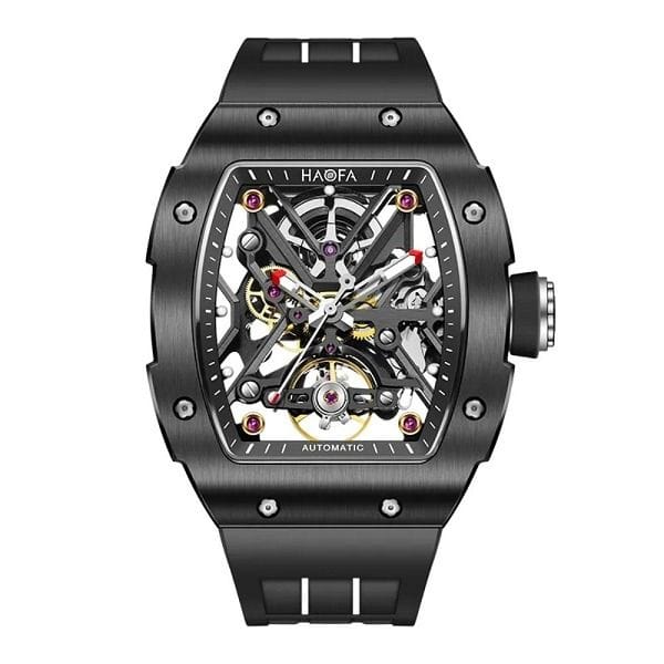 Haofa Automatic Skeleton Watch, Ceramic Bezel, 316L Stainless Steel Case, Sapphire Crystal Glass, CAL.1HC5 Movement, 50M Water Resistant | Luxury Timepiece
