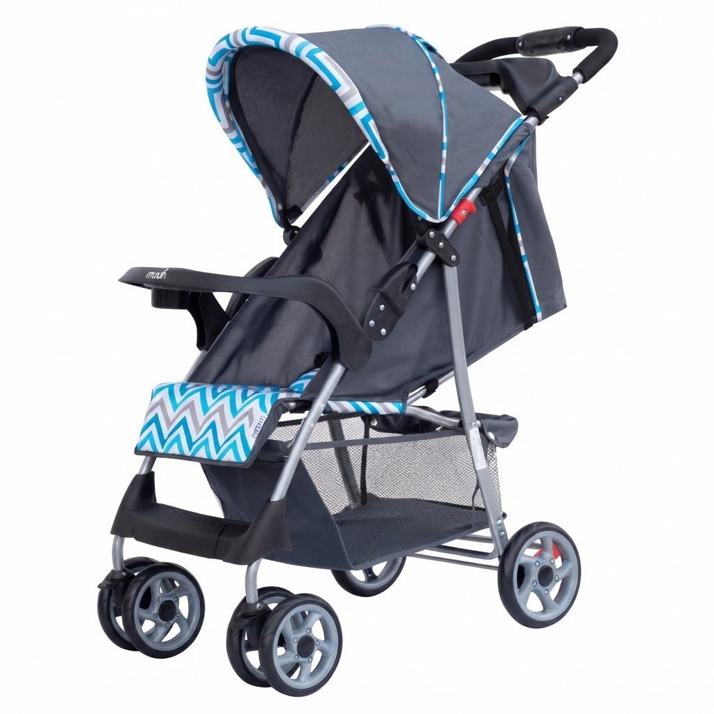The Moon Brand Trek Baby Stroller - One-Hand Fold Travel Gear with Dual Trays, Multi-Recline Seat Up to 24 Kg, 0 Months +