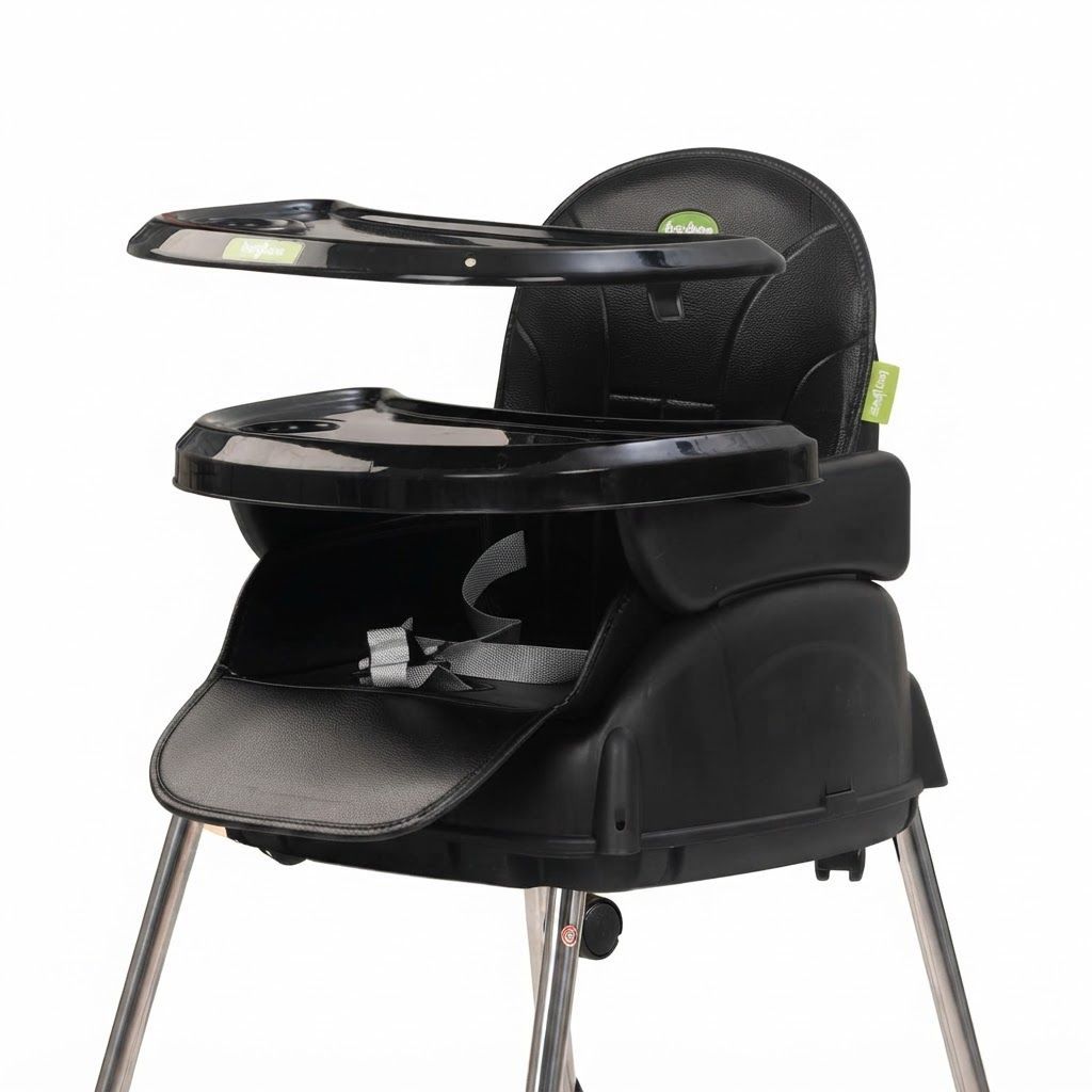 Baybee Nora 4-in-1 Convertible High Chair for Babies & Toddlers, Adjustable Height, Removable Tray & Safety Harness, Black