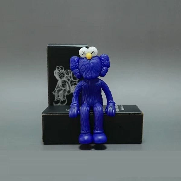 Luxury Signature Kaws Toy Figure, Blue Collectible Art Figure, 12cm Decorative Display Sculpture