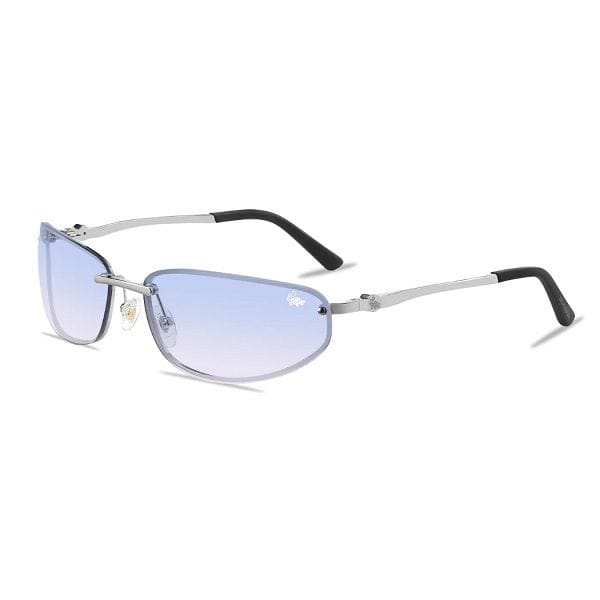 Belvoir & Co Racer Ice Silver Rimless Sunglasses, Unisex UVA/UVB Protected Lenses, Stainless Steel Frame, Adjustable Silicone Nose Pads