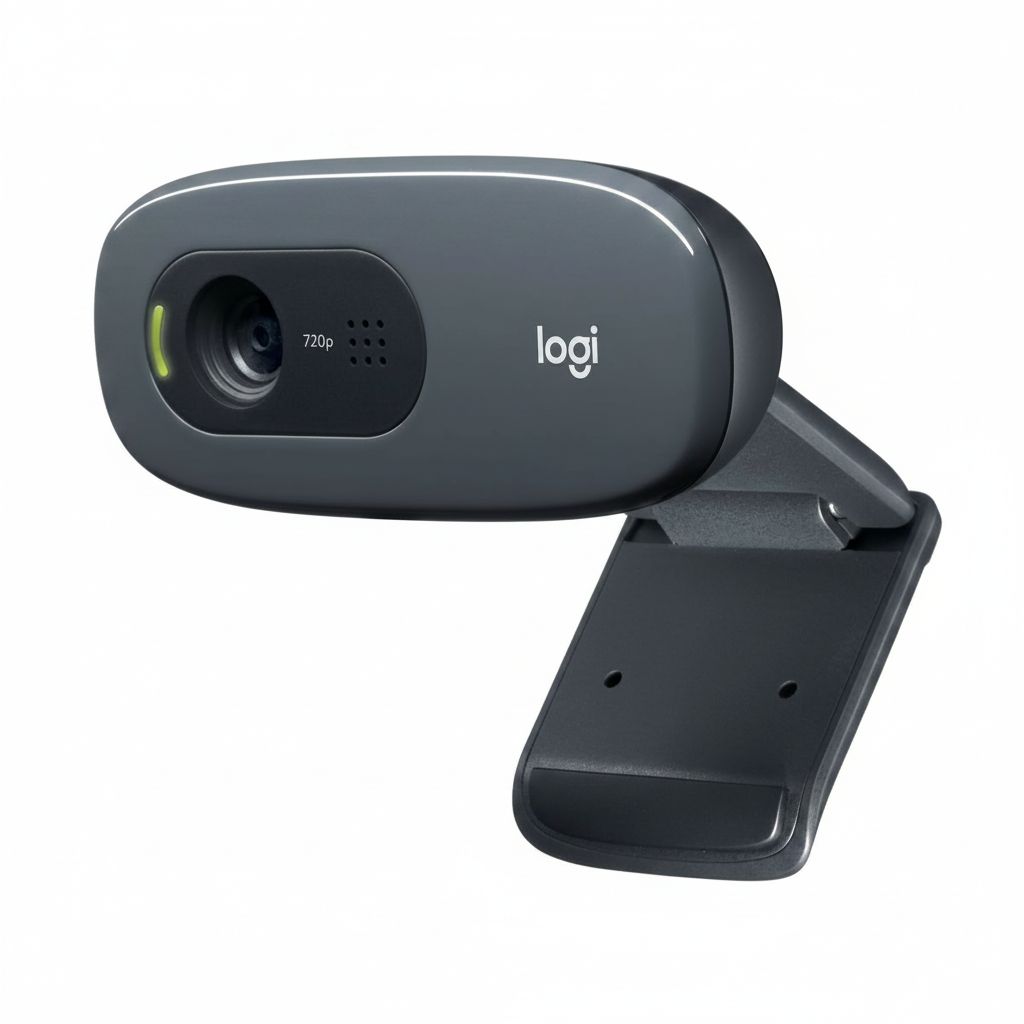 Logitech C270 HD Webcam, 720p Widescreen Video, Light Correction, Noise-Reducing Mic - Black