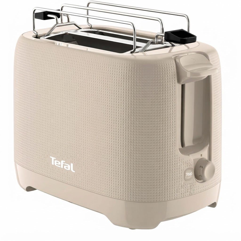 Tefal Morning Toaster, 2-Slot 850W Toaster with Adjustable Browning, Defrost & Reheat Functions - Beige - TT2M1B27