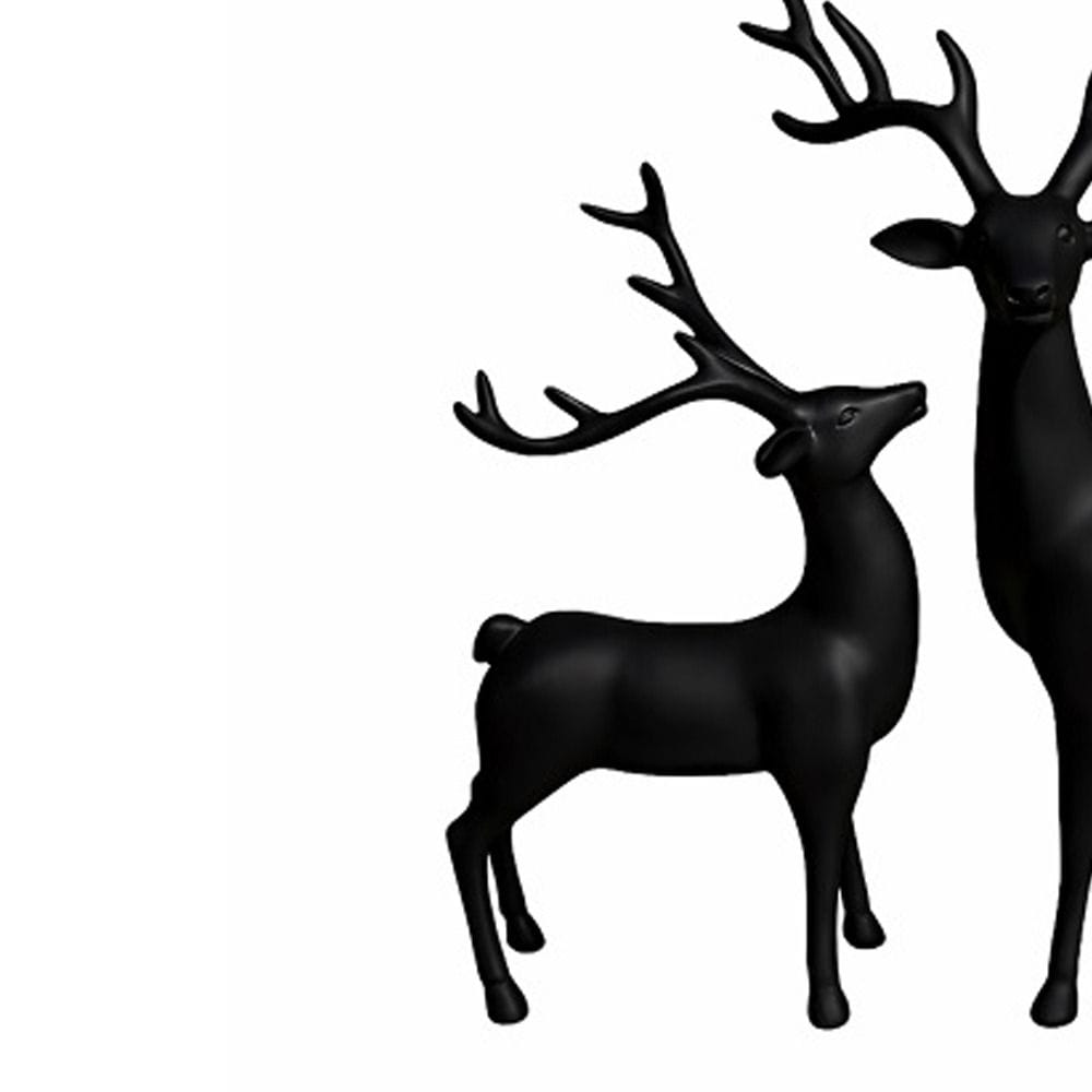 Luxury Signature Black Reindeer Figurines, 2 Piece Resin Deer Statue Set, Modern Decorative Showpieces for Home, Living Room, Office & Tabletop Decor